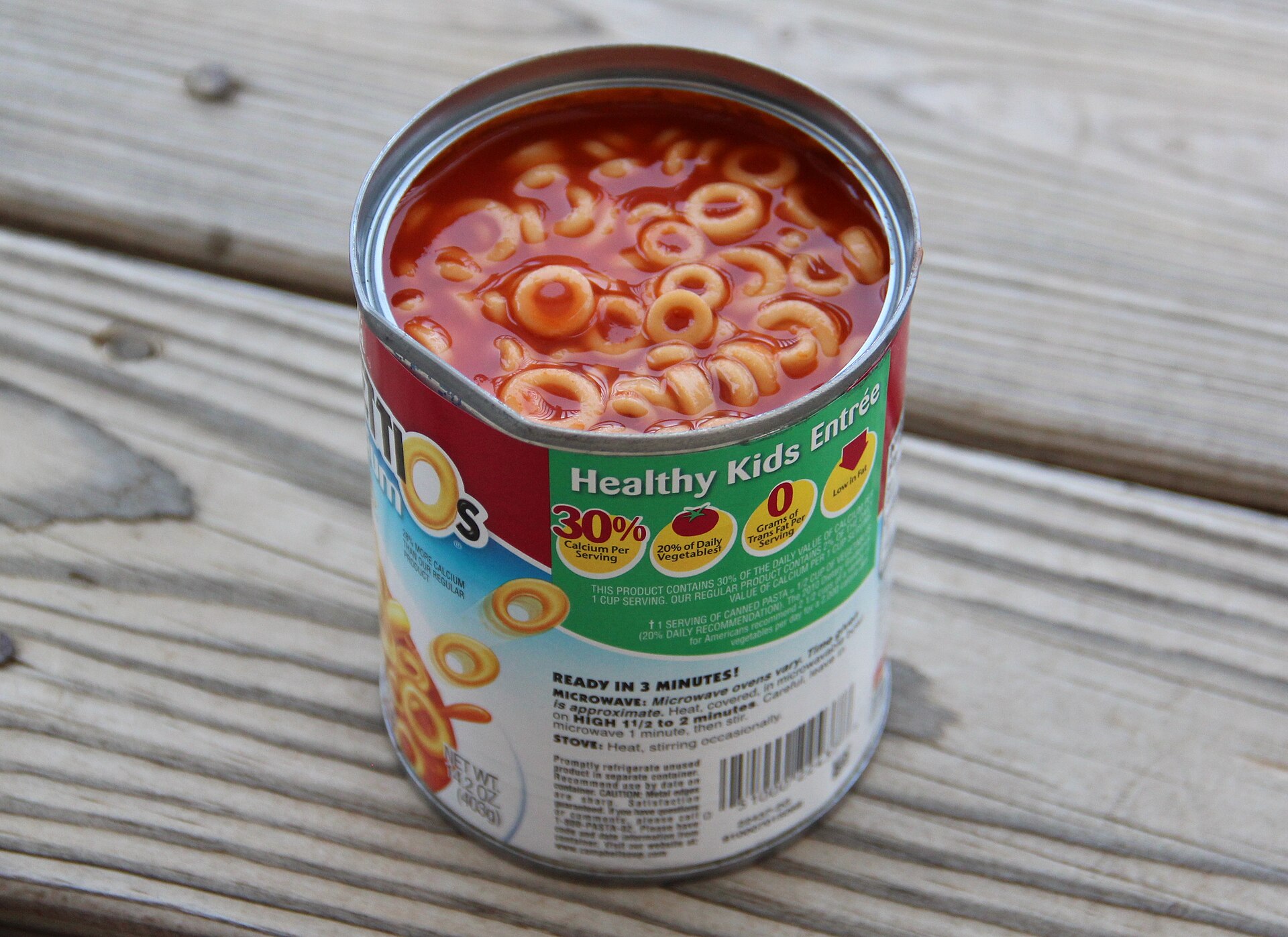 Opened can of SpaghettiOs